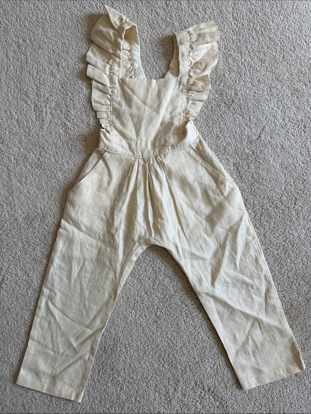 NWT Cream Ruffled Jumpsuit